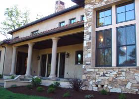 Unique double wall framing for the recessed windows and doors.